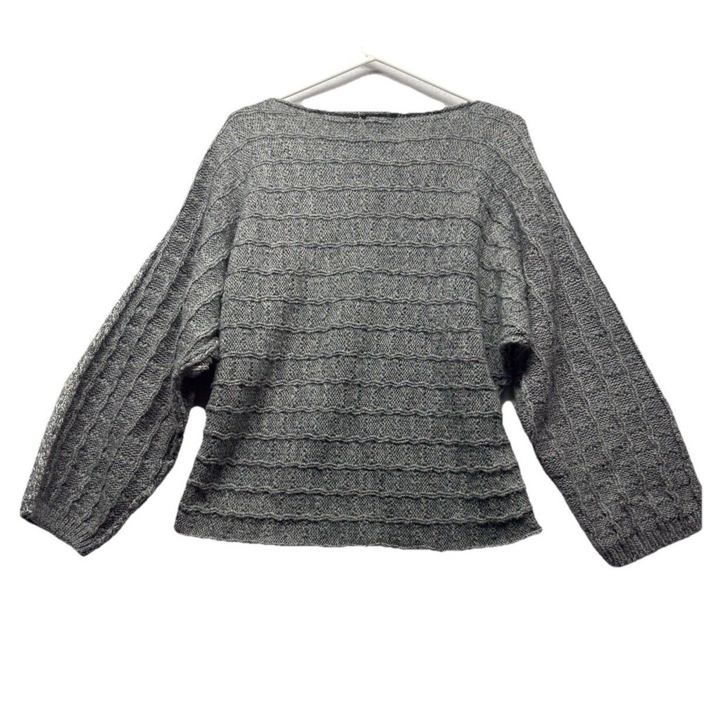 Vintage 80s IQ Knitwear Hand Loomed Sweater Gray Knit Long Sleeve Size Large - Picture 4 of 4